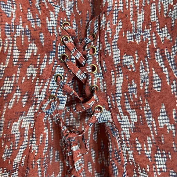 Sexy off shoulder, boho bell sleeved, back laced chiffon high low top, S - Picture 7 of 12